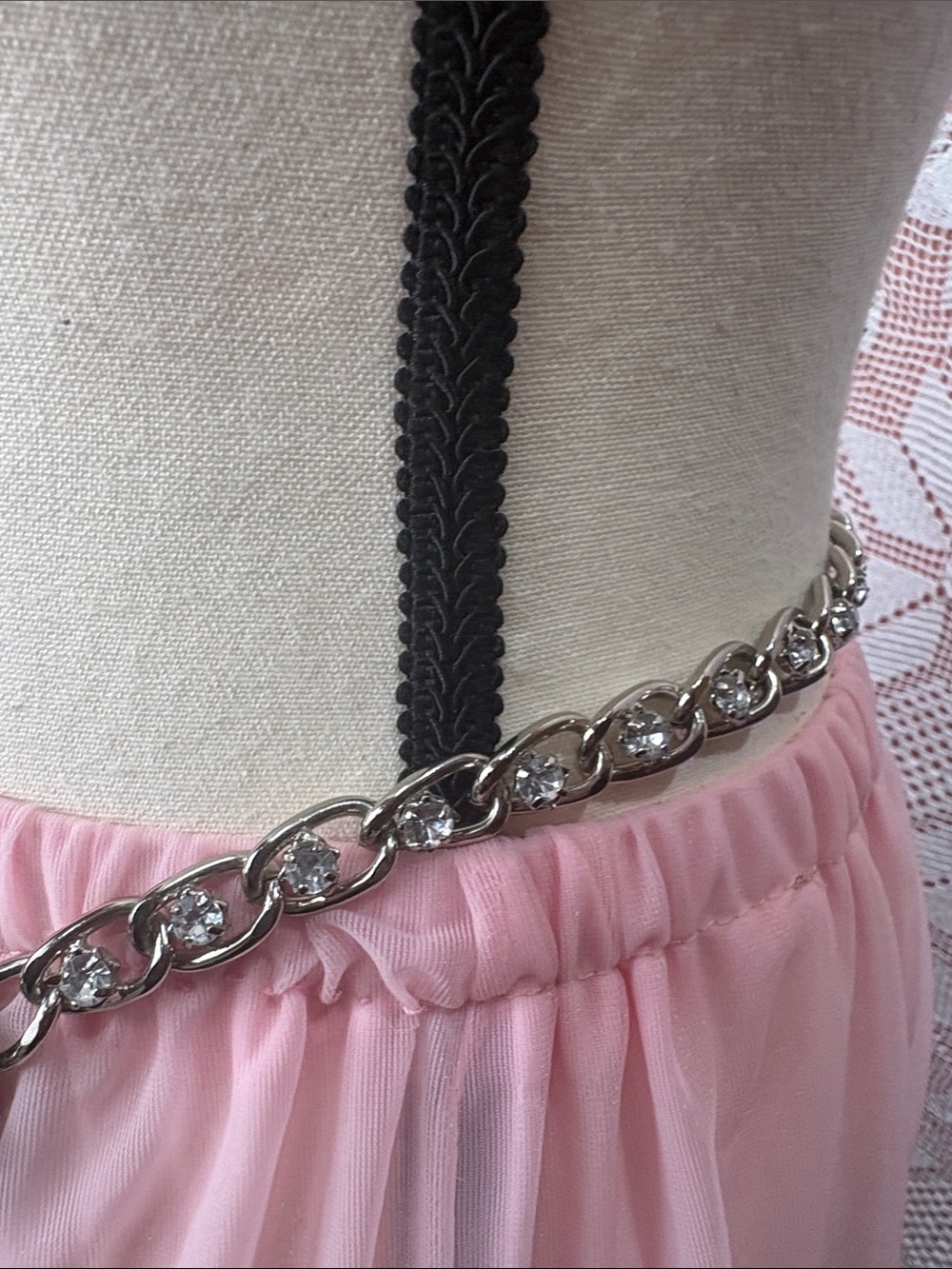 Silver-Tone Rhinestone Flower Chain Belt - Picture 5 of 9